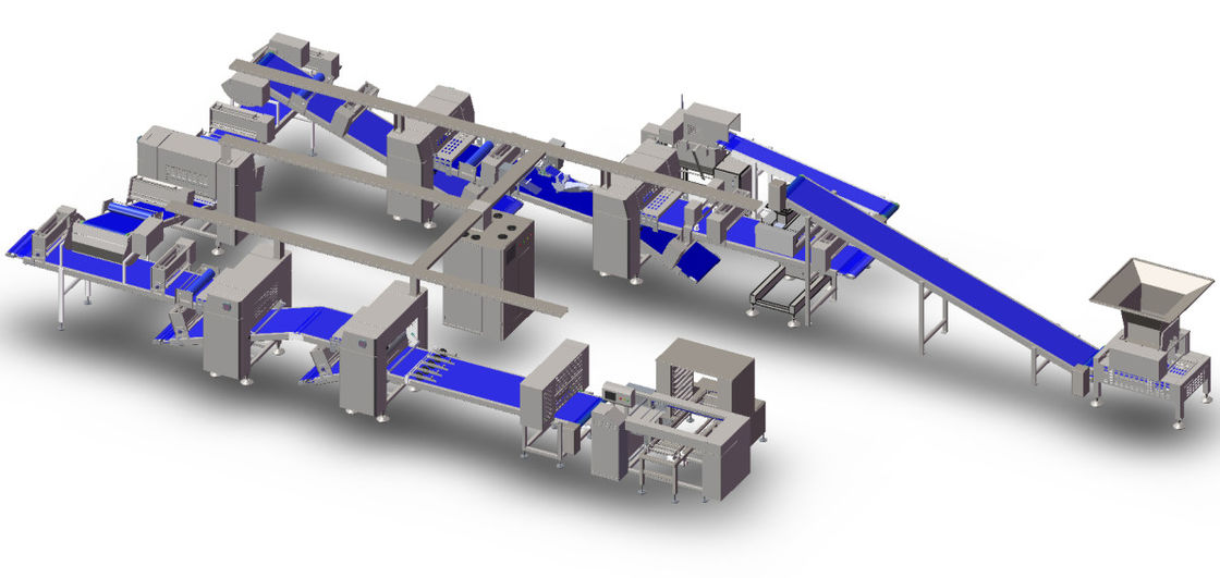 Z Shape Placed Pastry lamination Machine Customized Belt Width For Danish Pastry