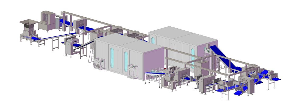 ZKSD900 Auto. pastry lamination line with 2 sets of auto.freezers on the ground and auto.panning machine