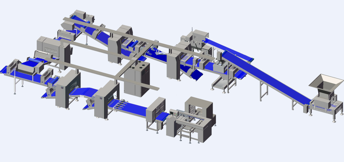 Raised Bread Donut Production Line 800 - 15000 Pcs/Hr With Hexagon Cutter