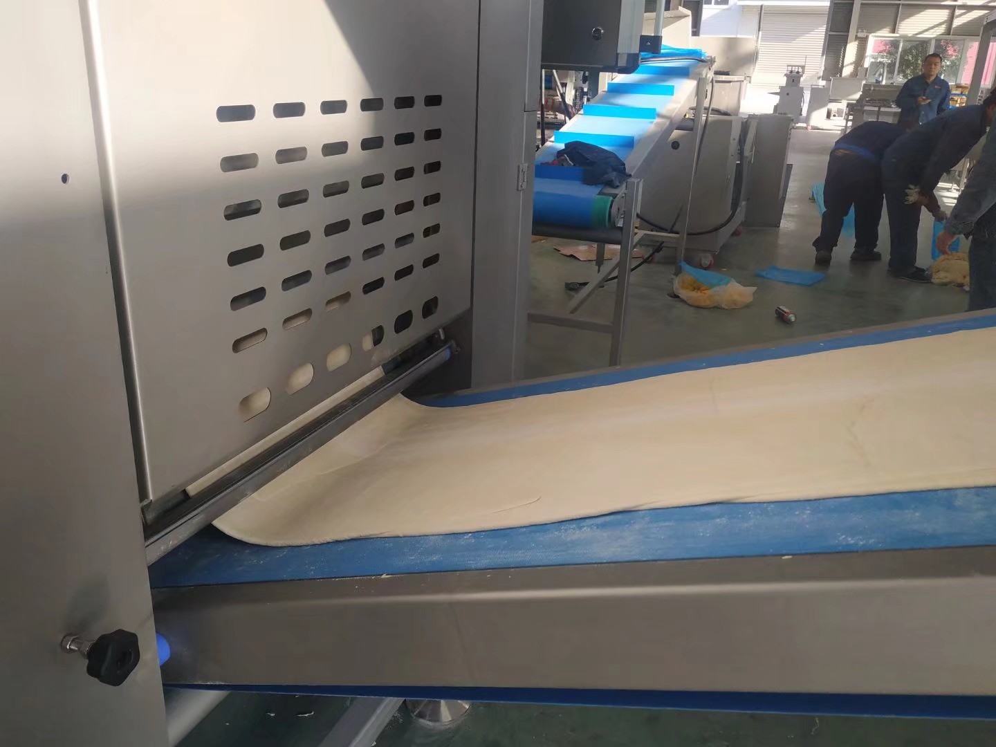 ZKSD900 Auto Pastry Lamination Line With 2 Sets Of Auto Freezers On The Ground And Auto Panning Machine