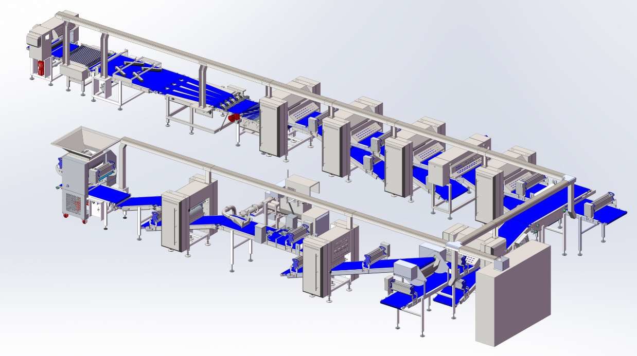 ZKS850 Pastry laminating line / capacity 1200kg/hr with diverse make up accessories and auto.panning machine