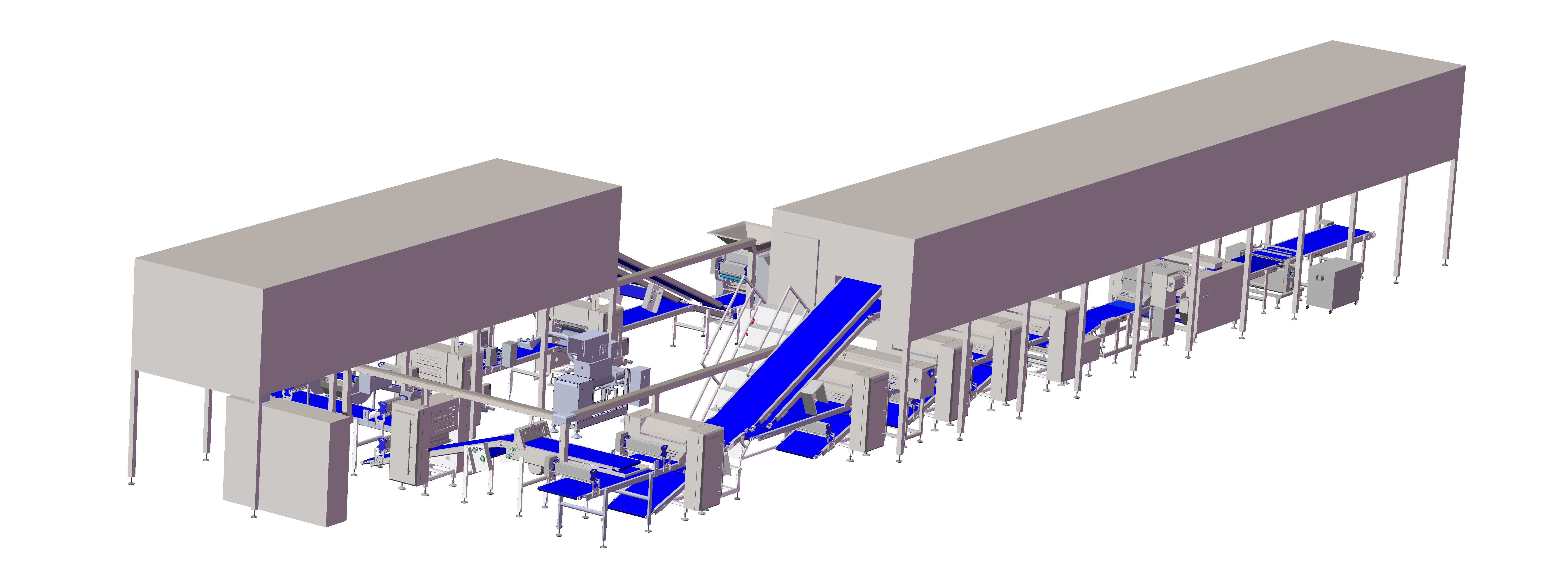 LFC Full Auto Croissant Line With Lamination Line , Croissant Make Up Line And 2 Sets Of Auto Freezers